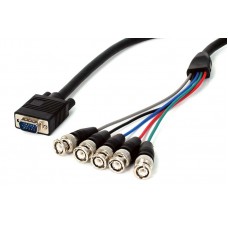 RGB 5 BNC monitor cable to SVGA 15 pins 6’ feet male-male MM video