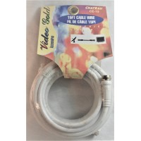 Coaxial video cable wire RG-59 4 M meters, 15’ ft feet, male-male, MM, white, retail pack, CHATEAU