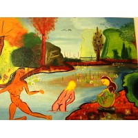 Painting from Yves Marineau, "Les baigneuses-4" - FREE SHIPPING